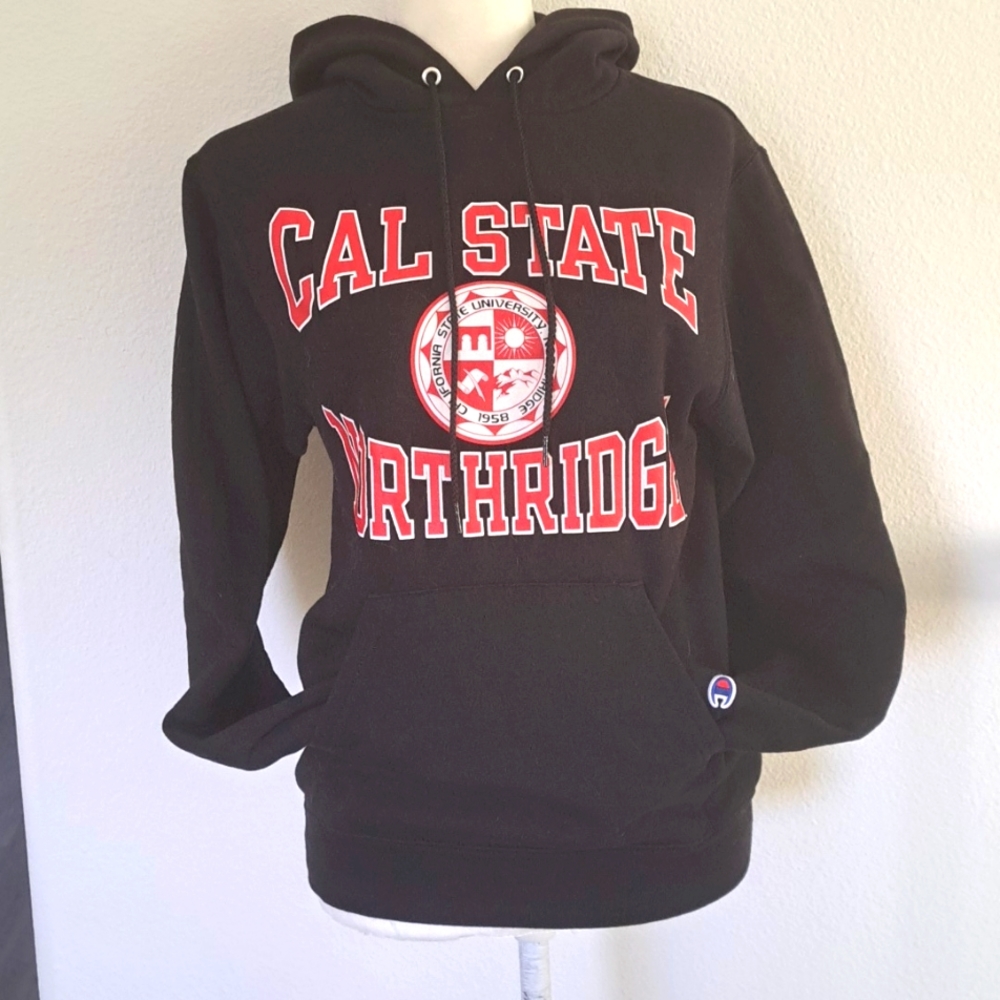 Champion Cal State Northridge Black School Logo Hoodie Sweater size XS